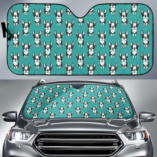 Boston Terrier Pattern Print Design 04 Car Sun Shade-JORJUNE.COM