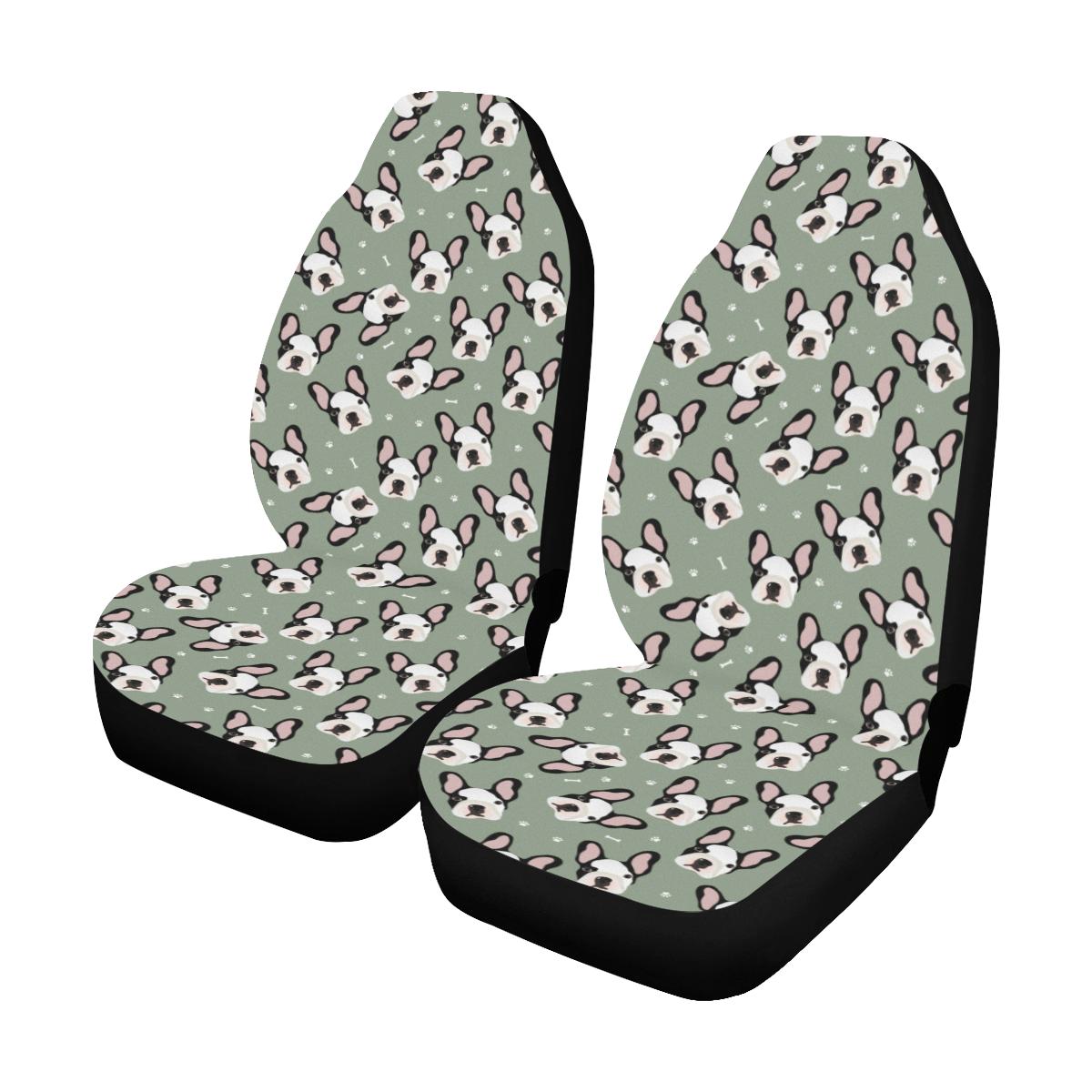 Boston Terrier Pattern Print Design 05 Car Seat Covers (Set of 2)-JORJUNE.COM