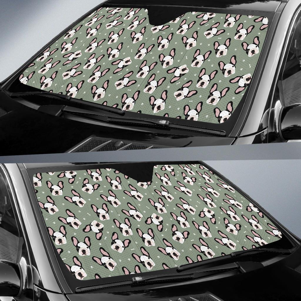 Boston Terrier Pattern Print Design 05 Car Sun Shade-JORJUNE.COM