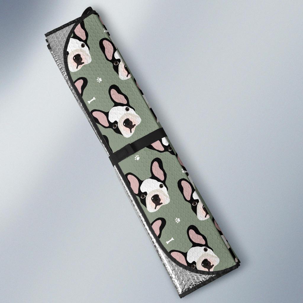Boston Terrier Pattern Print Design 05 Car Sun Shade-JORJUNE.COM