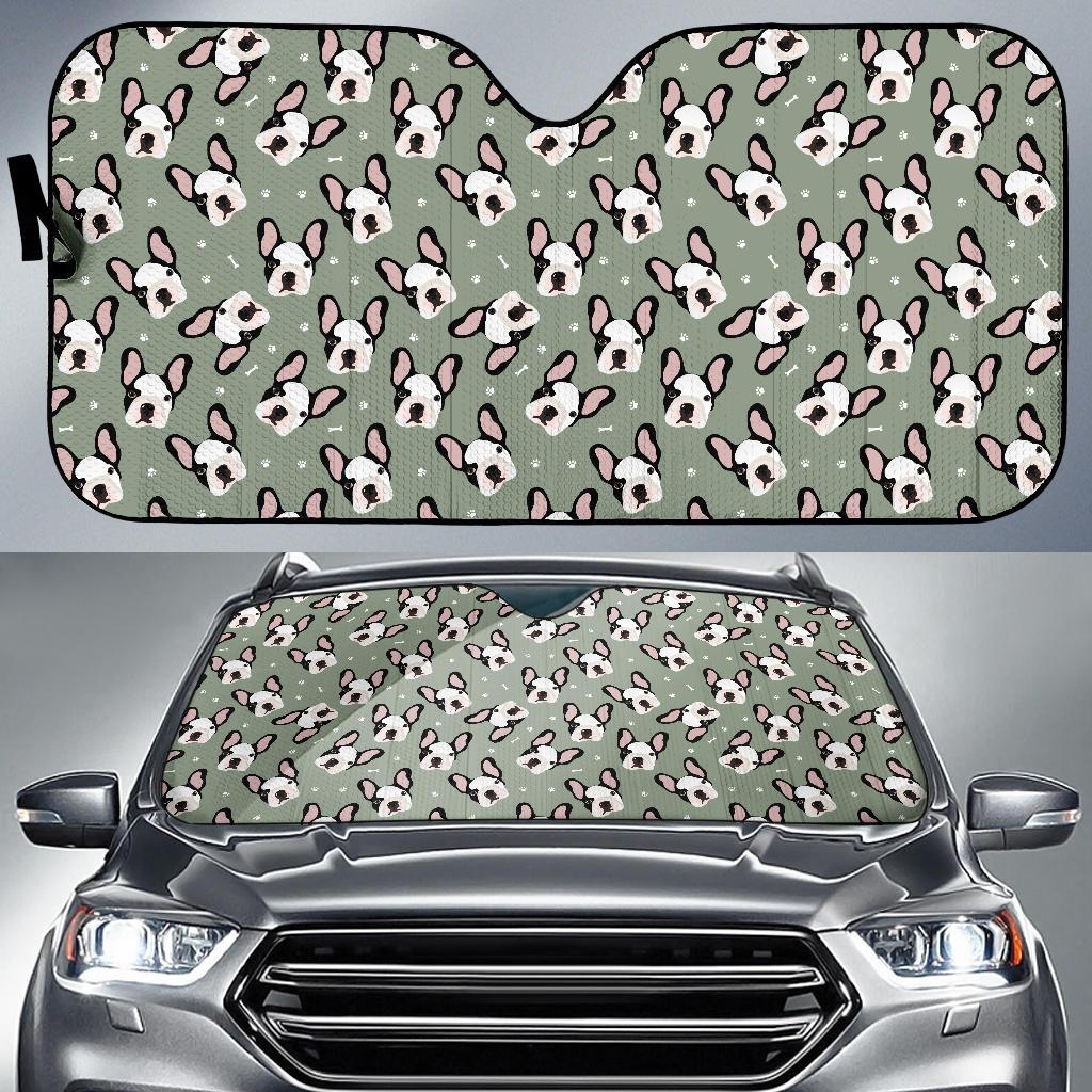 Boston Terrier Pattern Print Design 05 Car Sun Shade-JORJUNE.COM