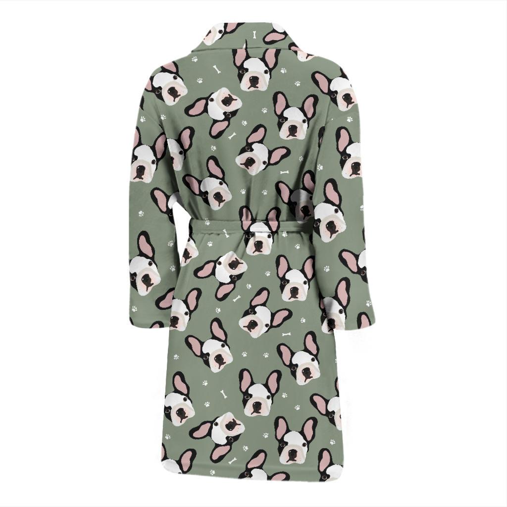 Boston Terrier Pattern Print Design 05 Men Bathrobe-JORJUNE.COM