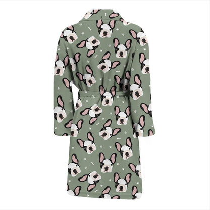 Boston Terrier Pattern Print Design 05 Men Bathrobe-JORJUNE.COM