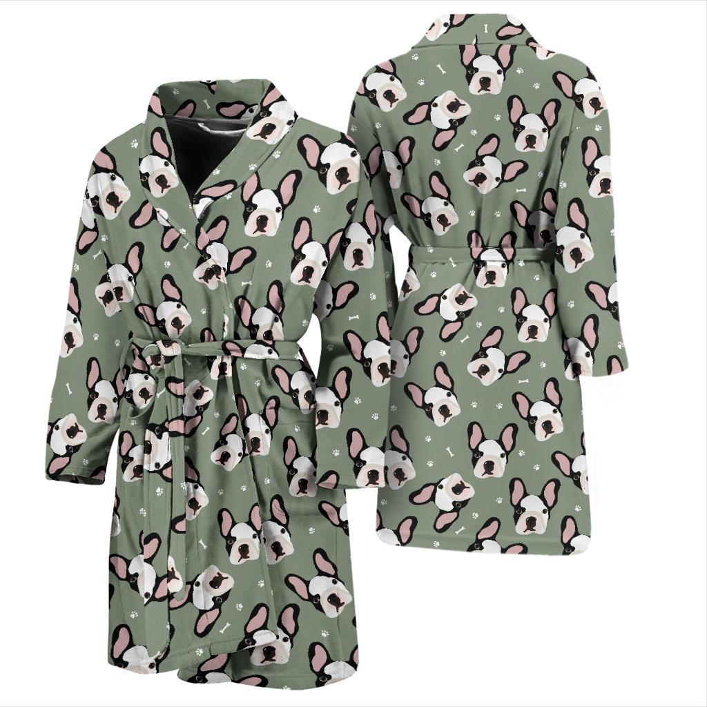 Boston Terrier Pattern Print Design 05 Men Bathrobe-JORJUNE.COM