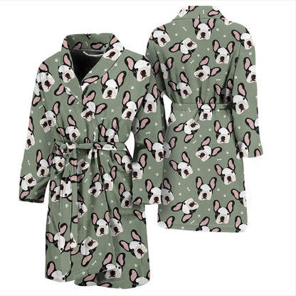 Boston Terrier Pattern Print Design 05 Men Bathrobe-JORJUNE.COM