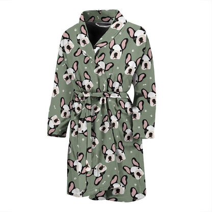 Boston Terrier Pattern Print Design 05 Men Bathrobe-JORJUNE.COM