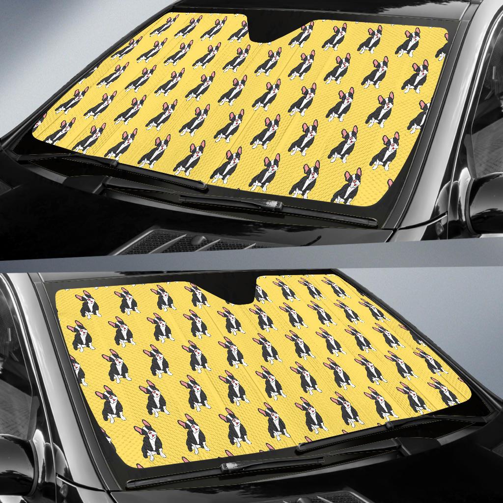 Boston Terrier Pattern Print Design 06 Car Sun Shade-JORJUNE.COM