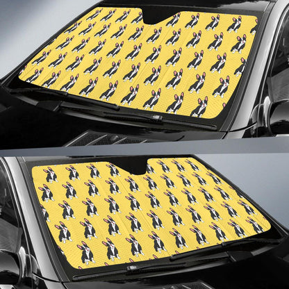 Boston Terrier Pattern Print Design 06 Car Sun Shade-JORJUNE.COM