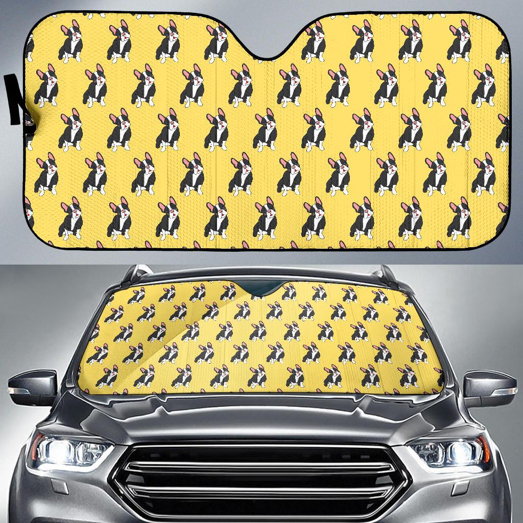 Boston Terrier Pattern Print Design 06 Car Sun Shade-JORJUNE.COM