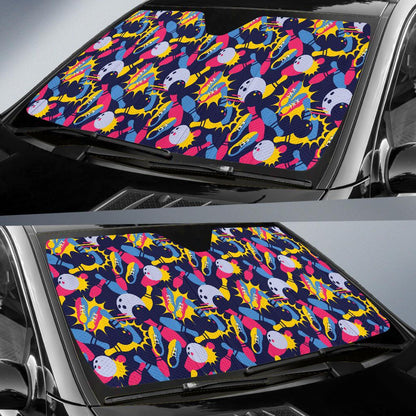 Bowling Pattern Print Design 02 Car Sun Shade-JORJUNE.COM