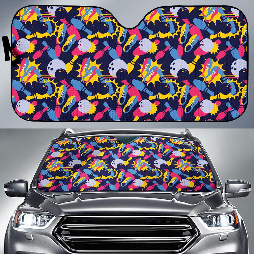 Bowling Pattern Print Design 02 Car Sun Shade-JORJUNE.COM
