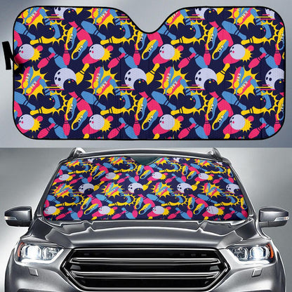 Bowling Pattern Print Design 02 Car Sun Shade-JORJUNE.COM