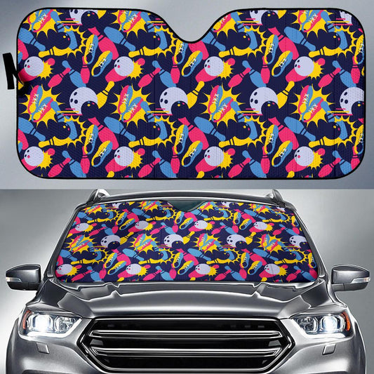 Bowling Pattern Print Design 02 Car Sun Shade-JORJUNE.COM