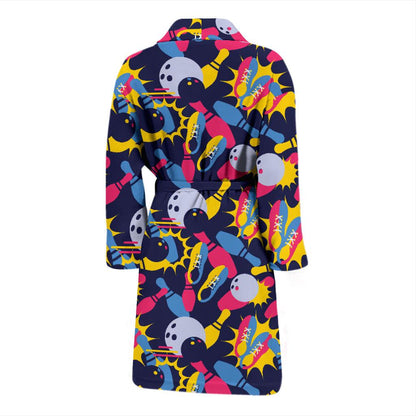 Bowling Pattern Print Design 02 Men Bathrobe-JORJUNE.COM