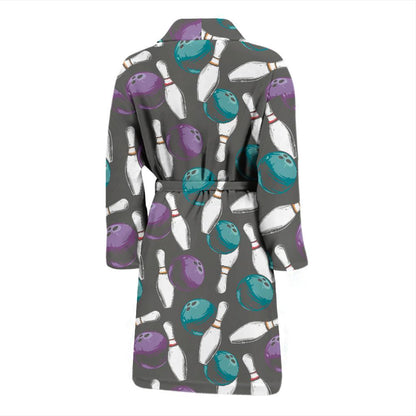 Bowling Pattern Print Design 03 Men Bathrobe-JORJUNE.COM