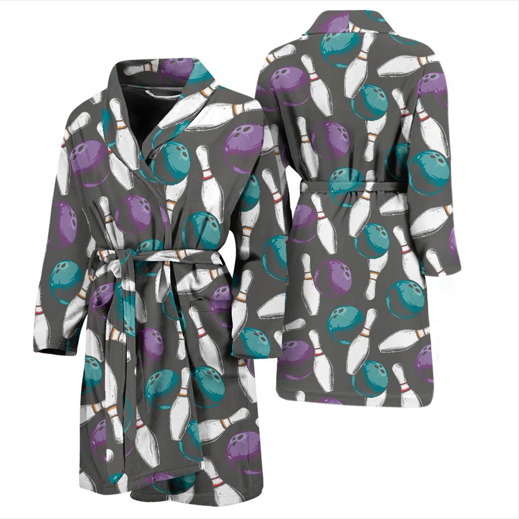 Bowling Pattern Print Design 03 Men Bathrobe-JORJUNE.COM
