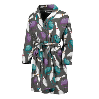 Bowling Pattern Print Design 03 Men Bathrobe-JORJUNE.COM