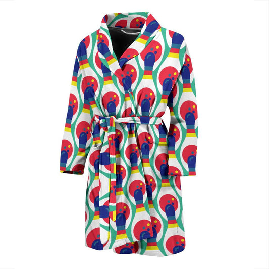 Bowling Pattern Print Design 05 Men Bathrobe-JORJUNE.COM