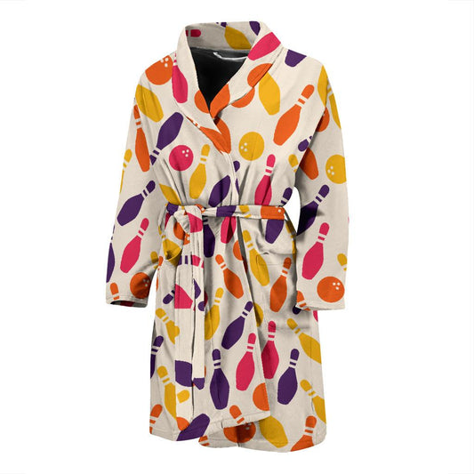 Bowling Pattern Print Design 06 Men Bathrobe-JORJUNE.COM