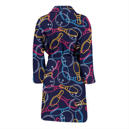 Bowling Pattern Print Design 07 Men Bathrobe-JORJUNE.COM