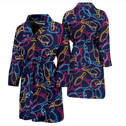 Bowling Pattern Print Design 07 Men Bathrobe-JORJUNE.COM