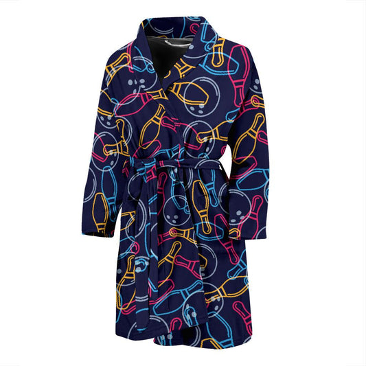 Bowling Pattern Print Design 07 Men Bathrobe-JORJUNE.COM