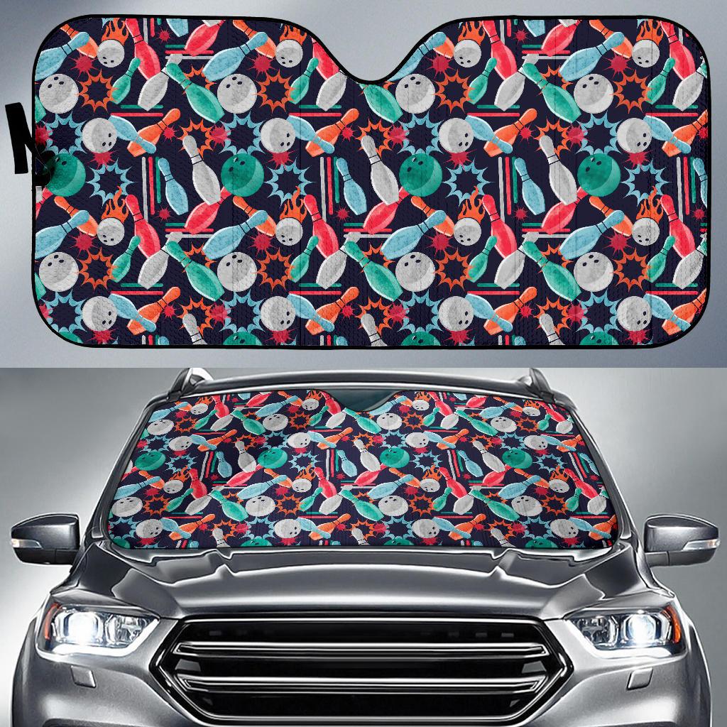 Bowling Pattern Print Design 08 Car Sun Shade-JORJUNE.COM