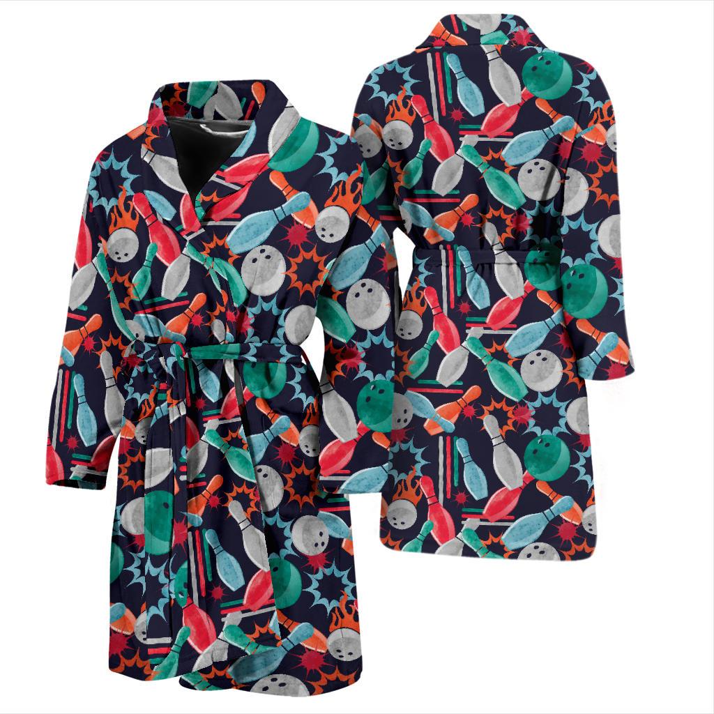 Bowling Pattern Print Design 08 Men Bathrobe-JORJUNE.COM