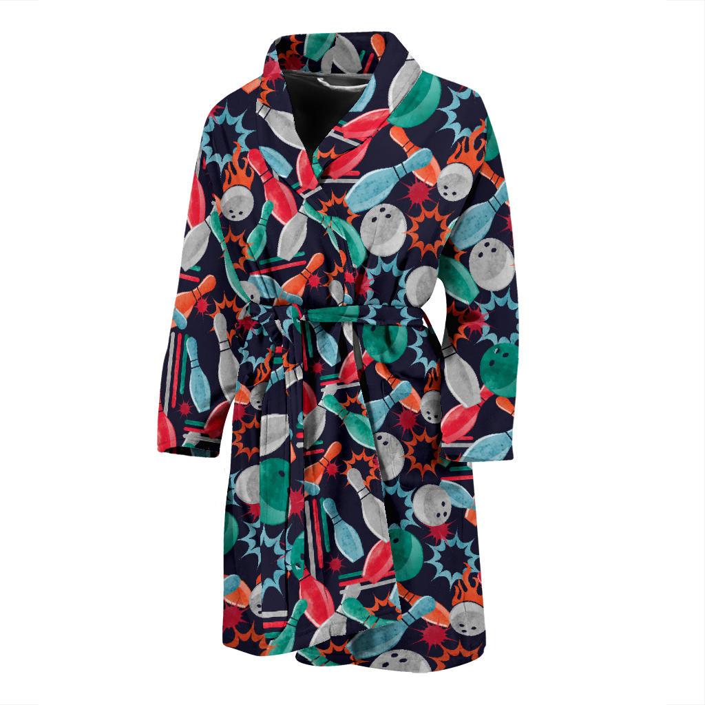 Bowling Pattern Print Design 08 Men Bathrobe-JORJUNE.COM