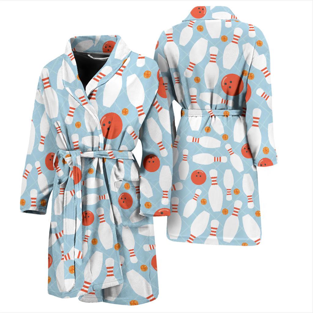 Bowling Pattern Print Design 09 Men Bathrobe-JORJUNE.COM