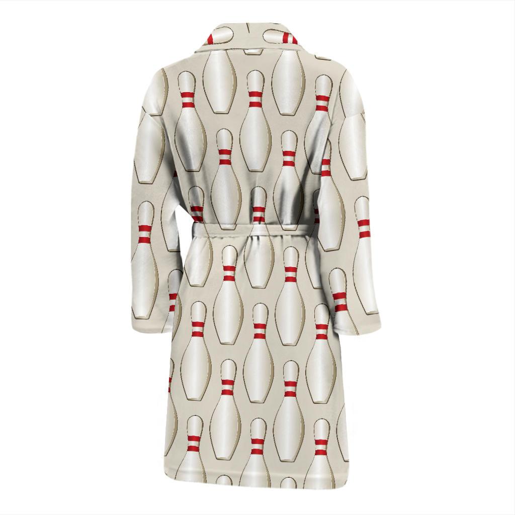 Bowling Pin Pattern Print Design 01 Men Bathrobe-JORJUNE.COM