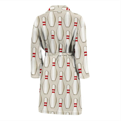 Bowling Pin Pattern Print Design 01 Men Bathrobe-JORJUNE.COM