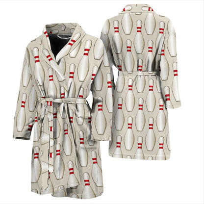 Bowling Pin Pattern Print Design 01 Men Bathrobe-JORJUNE.COM