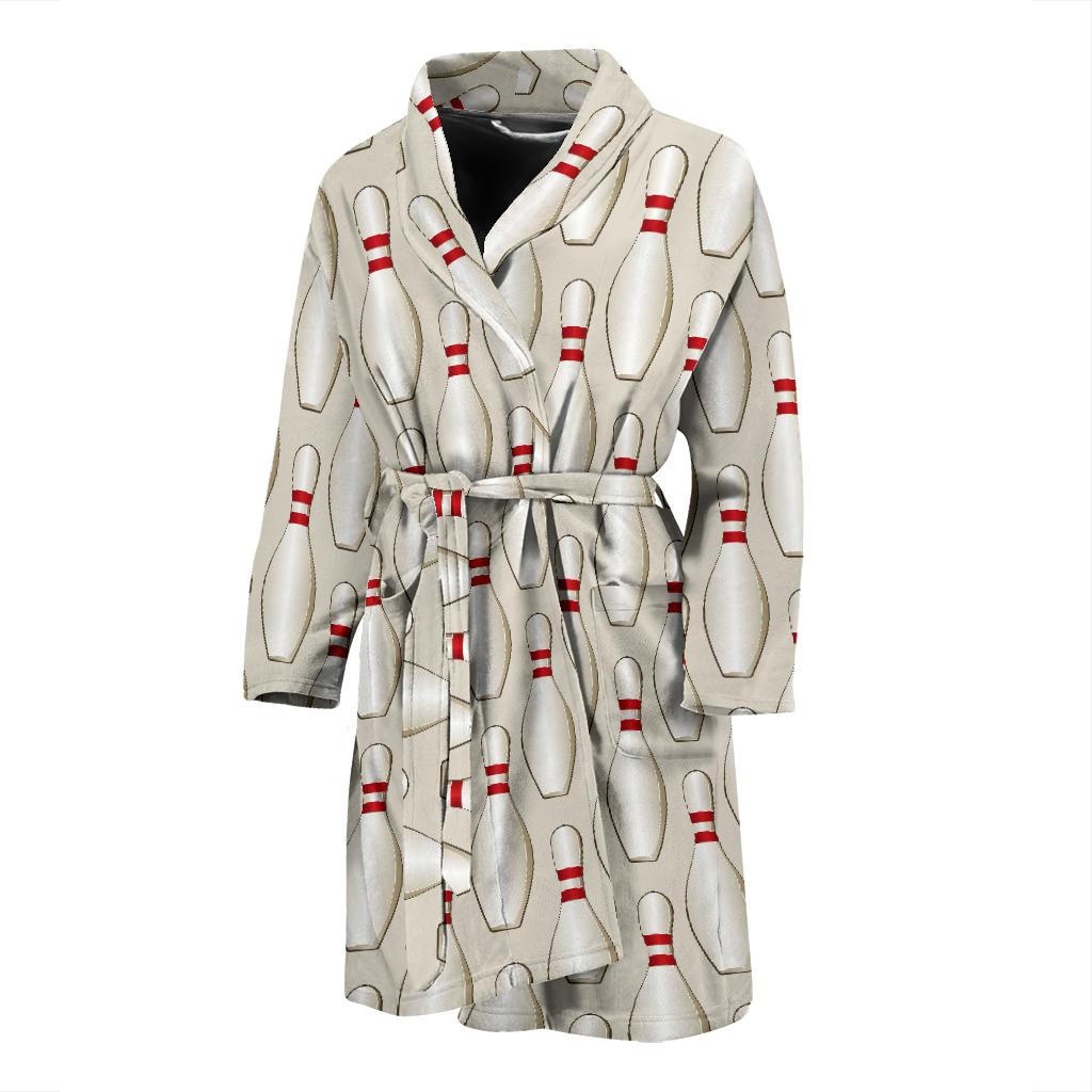 Bowling Pin Pattern Print Design 01 Men Bathrobe-JORJUNE.COM