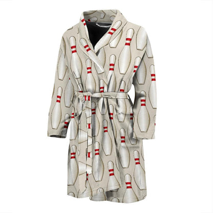 Bowling Pin Pattern Print Design 01 Men Bathrobe-JORJUNE.COM
