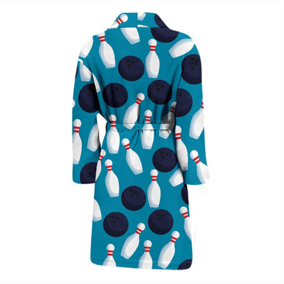 Bowling Pin Pattern Print Design 010 Men Bathrobe-JORJUNE.COM