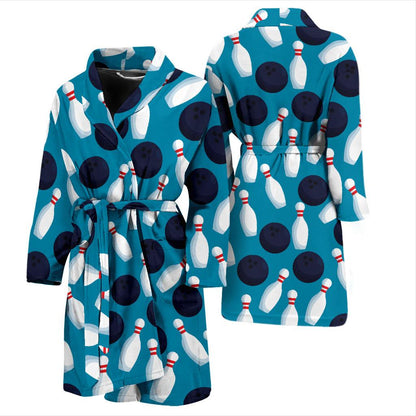 Bowling Pin Pattern Print Design 010 Men Bathrobe-JORJUNE.COM