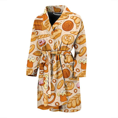 Bread Pattern Print Design 01 Men Bathrobe-JORJUNE.COM