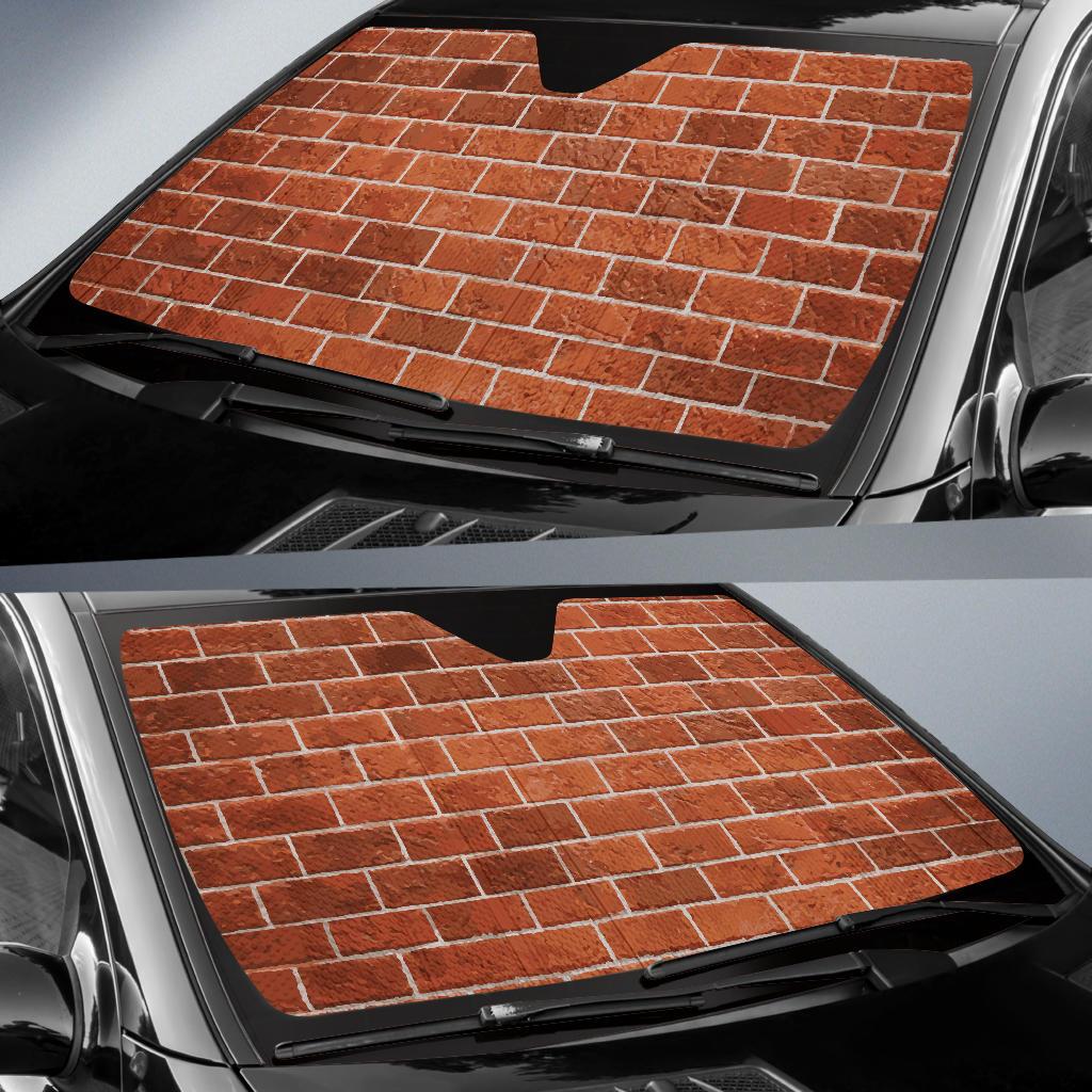 Brick Brown Pattern Print Design 02 Car Sun Shade-JORJUNE.COM