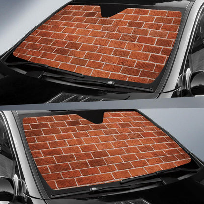 Brick Brown Pattern Print Design 02 Car Sun Shade-JORJUNE.COM