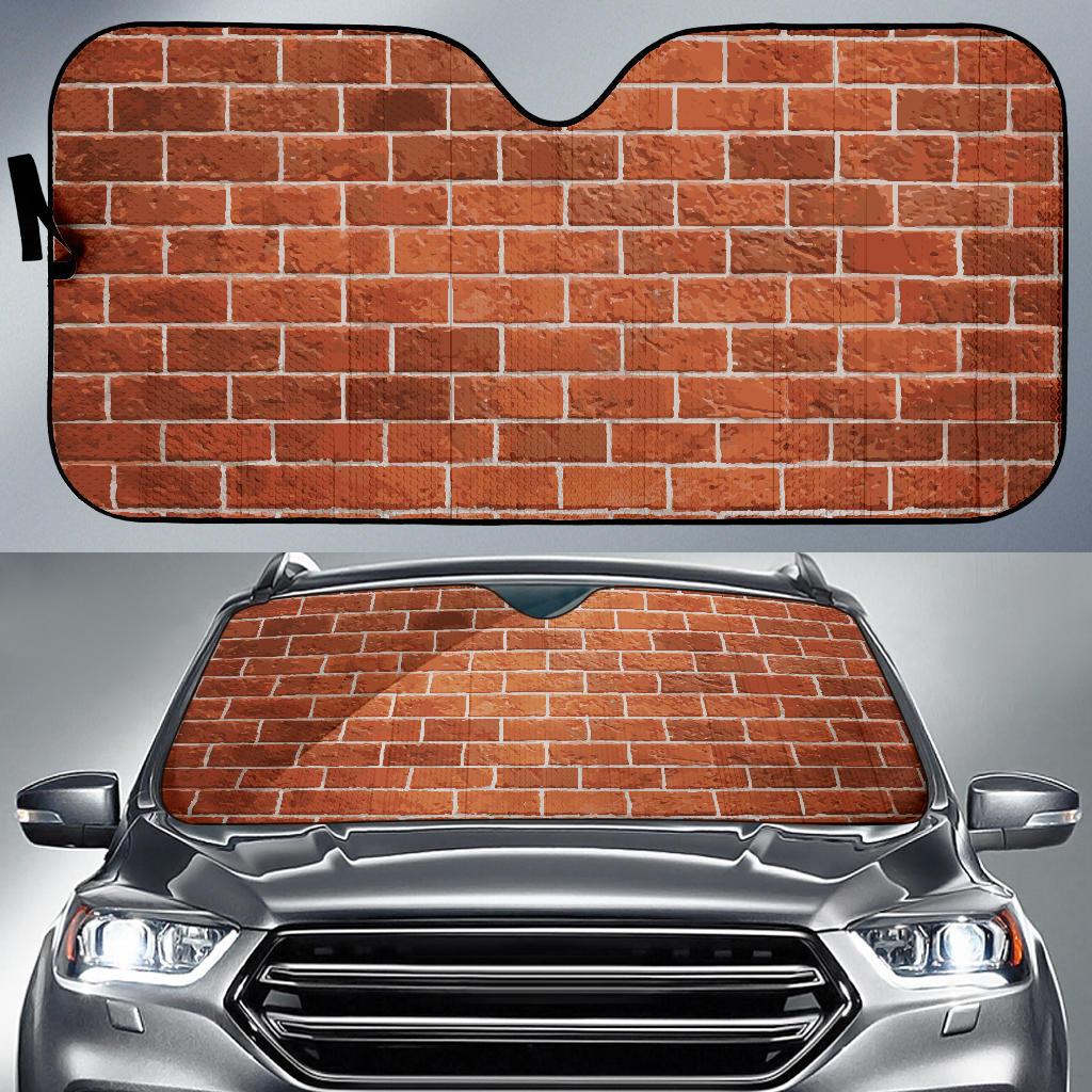 Brick Brown Pattern Print Design 02 Car Sun Shade-JORJUNE.COM
