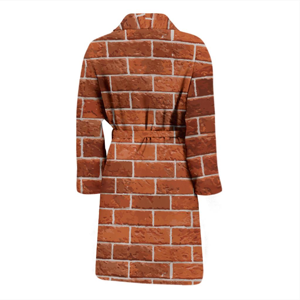 Brick Brown Pattern Print Design 02 Men Bathrobe-JORJUNE.COM