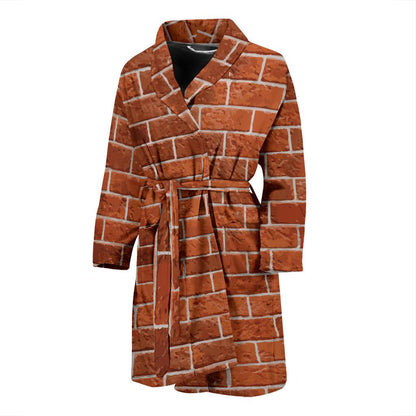 Brick Brown Pattern Print Design 02 Men Bathrobe-JORJUNE.COM