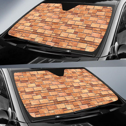Brick Pattern Print Design 01 Car Sun Shade-JORJUNE.COM