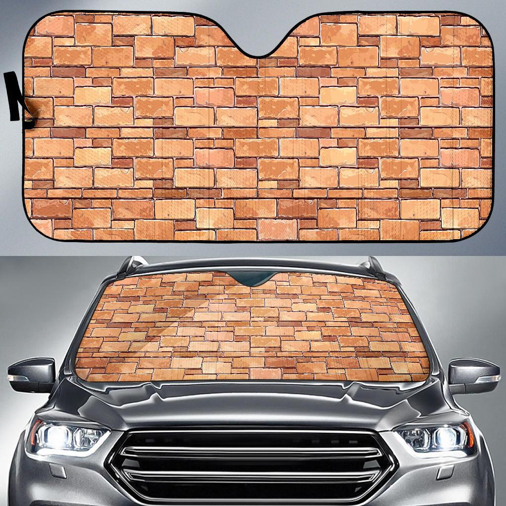 Brick Pattern Print Design 01 Car Sun Shade-JORJUNE.COM