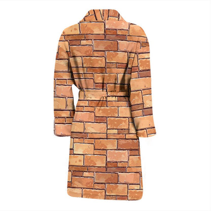 Brick Pattern Print Design 01 Men Bathrobe-JORJUNE.COM