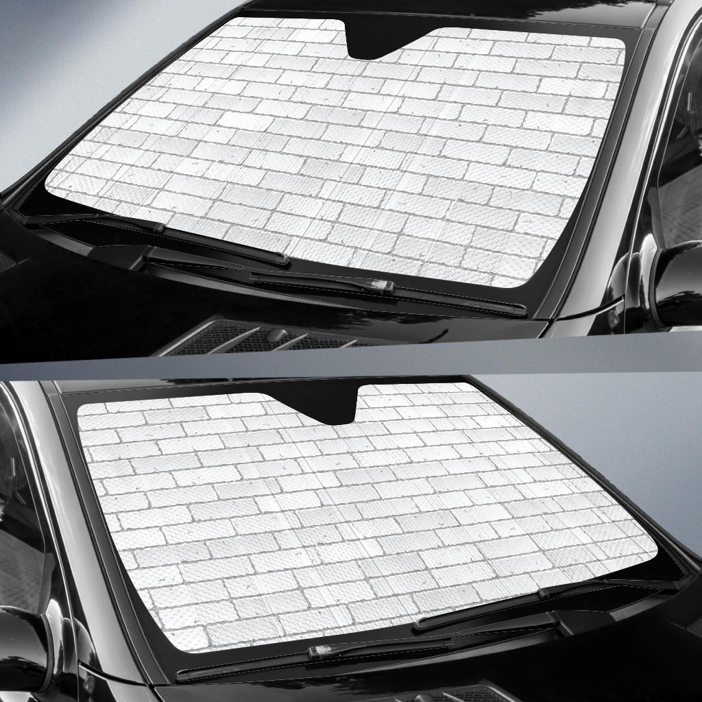 Brick White Pattern Print Design 03 Car Sun Shade-JORJUNE.COM