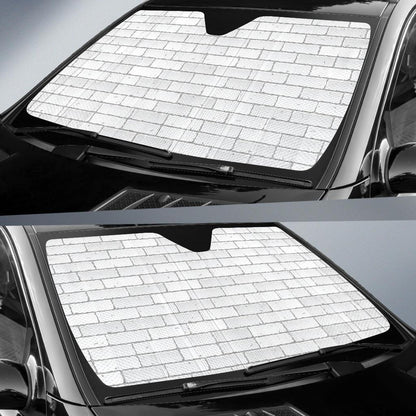 Brick White Pattern Print Design 03 Car Sun Shade-JORJUNE.COM