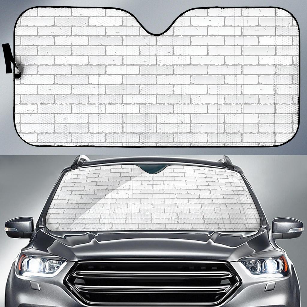 Brick White Pattern Print Design 03 Car Sun Shade-JORJUNE.COM