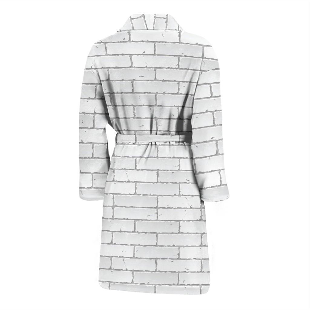 Brick White Pattern Print Design 03 Men Bathrobe-JORJUNE.COM